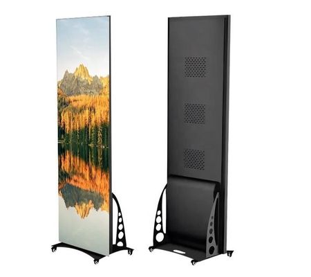 HD Flexible Indoor P2 Advertising LED Poster Video Display Digital Player Portable Wheel Move