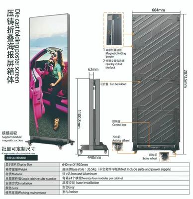 HD Ultra-tipis P1.86 Lipat LED Poster Layar Iklan Video Player Light Up Poster