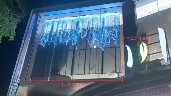 Layar LED Grille Transparan 3m*2.5m untuk jendela tirai toko ritel
