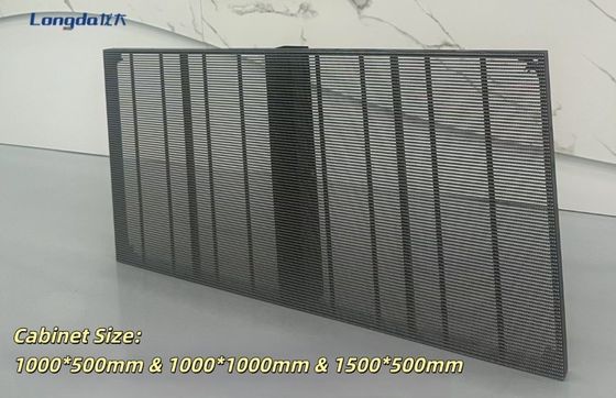 Layar LED Grille Transparan 3m*2.5m untuk jendela tirai toko ritel