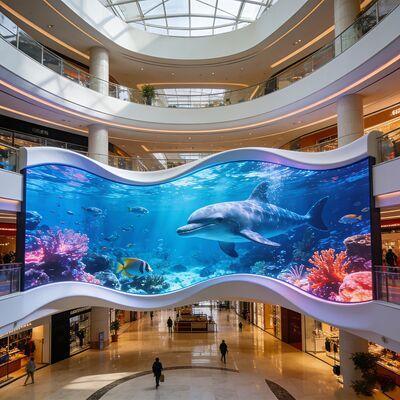 Full Color P5 1R1G1B Curved Led Display Outdoor Besar sudut pandang