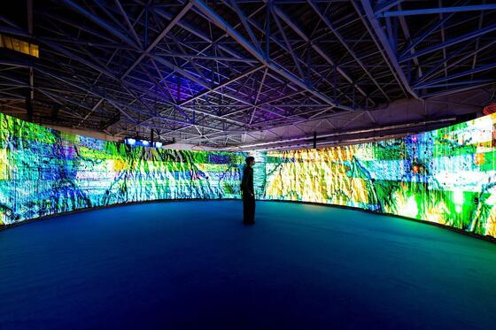 Full Color 64 X 64 Soft Curved Led Menampilkan Layar Sistem Kontrol Mooncell Kystar