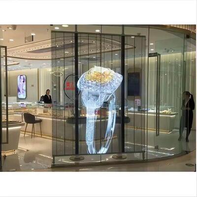 Layar Jendela LED P3.91 AC85V Layar Video LED Transparan RGB