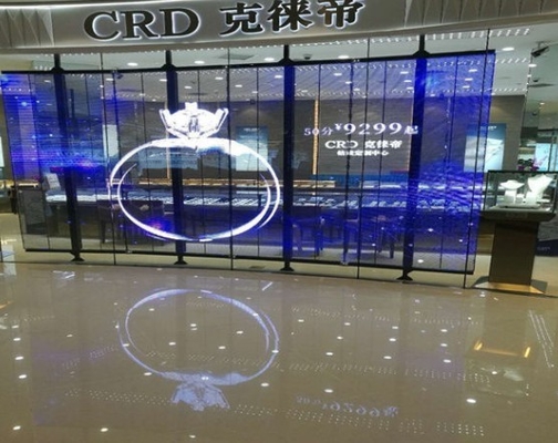 Shopping Mall Video Wall Kaca Jendela Led Display 1R1G1B ISO14001 63775dots / M2
