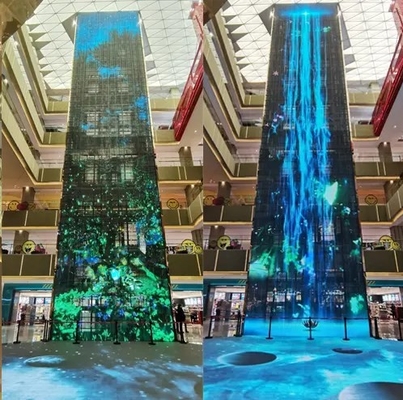 Iklan Komersial Layar LED Kaca Transparan Luar SMD1921 1/2 Pindai ODM