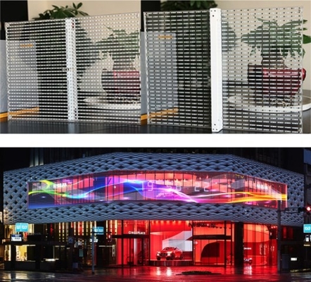 Iklan Komersial Layar LED Kaca Transparan Luar SMD1921 1/2 Pindai ODM