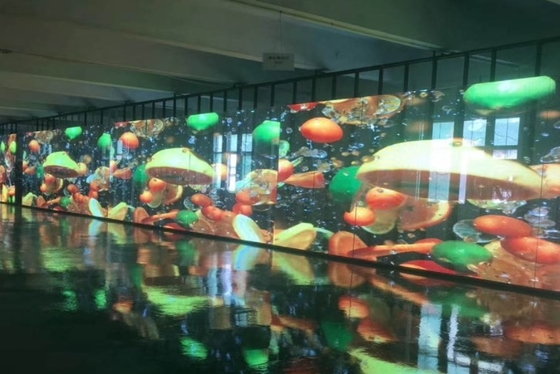 3500cd / M² Layar Kaca Transparan LED Menampilkan FCC IP43 12m Untuk Toko Perhiasan