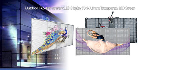 HD P3.9mm Kaca Transparan LED Screen Grid Window Display 4500cd/ M2