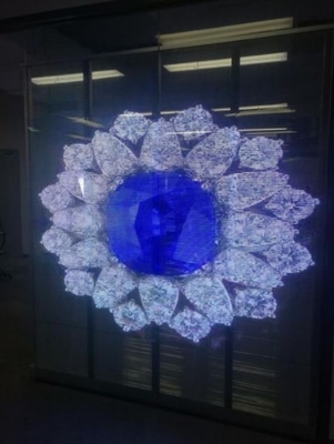 P10.4mm 50*12.5cm Kaca Transparan Layar LED Tampilan Jendela Kotak 1000cd/ M²