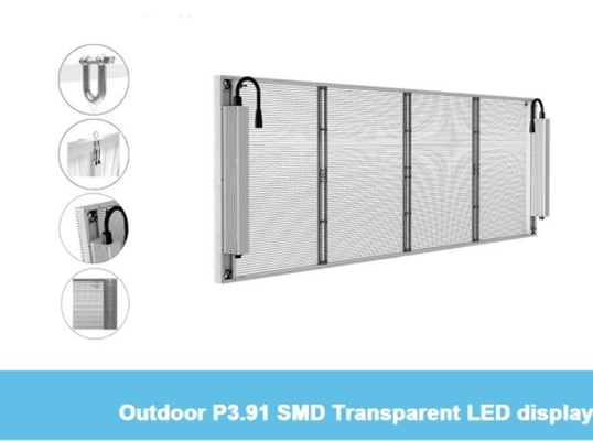 P3.91mm 1R1G1B Kaca Transparan Led Screen HD Led Mesh Video Wall ISO9001