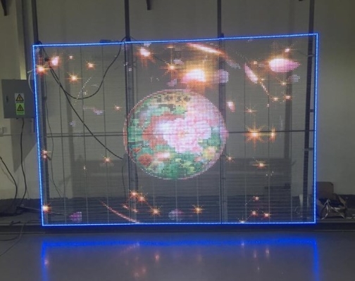 Layar Dinding Video LED Transparan AC85V RGB Led Window Display Screen