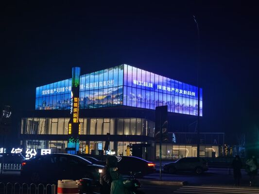 Layar transparan LED berwarna penuh dengan ukuran yang disesuaikan untuk digunakan di dalam dan di luar ruangan