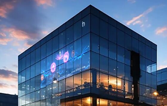 Layar transparan LED pabrikan Cina, memancarkan kesan teknologi yang kuat.